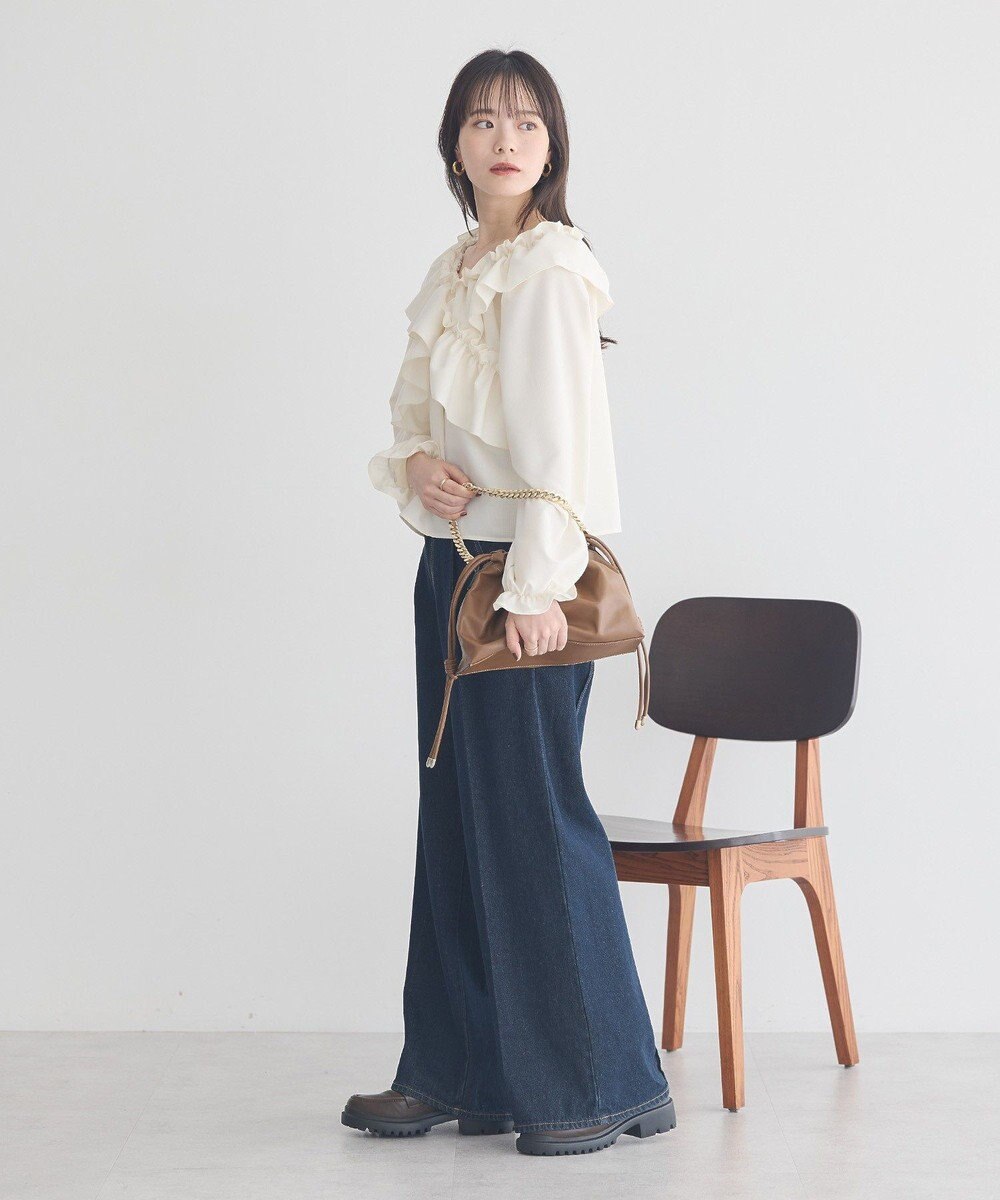 earth music&ecology フリルオフショルブラウス 