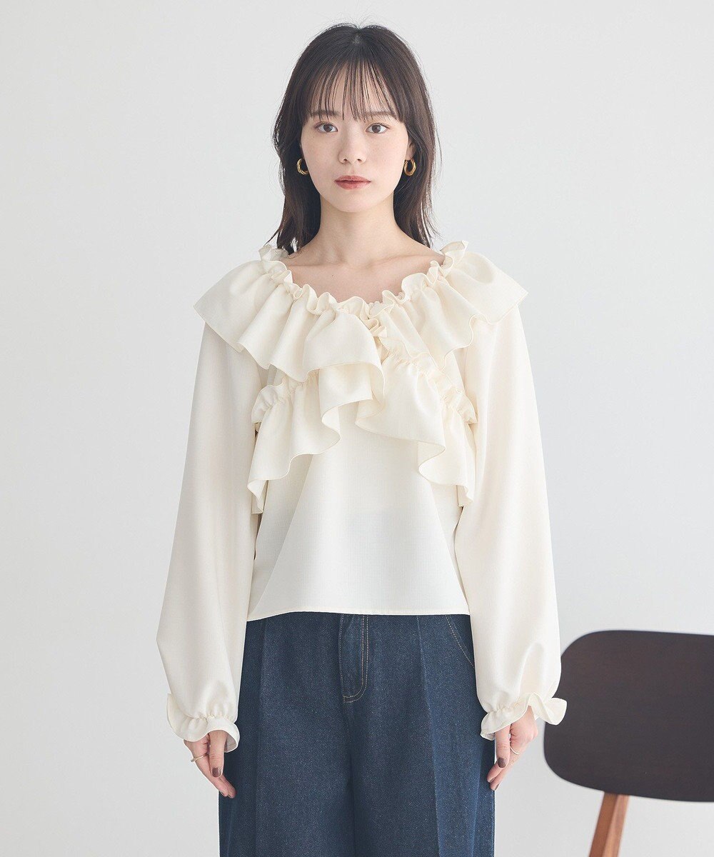 earth music&ecology フリルオフショルブラウス 