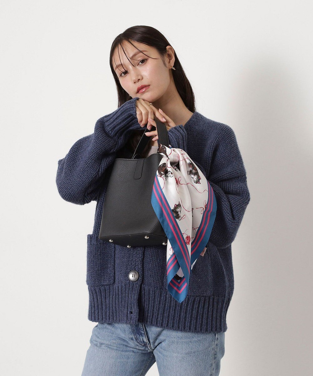 MOONBAT PAUL&JOE ACCESSOIRES(ポール & ジョー) シルクスカーフ 空 オーステルリッツ記念柱 ネコと毛糸 気球 65cm×65cm 手洗いOK 