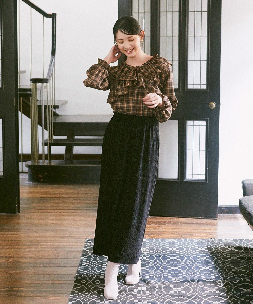 earth music&ecology フリルオフショルブラウス 