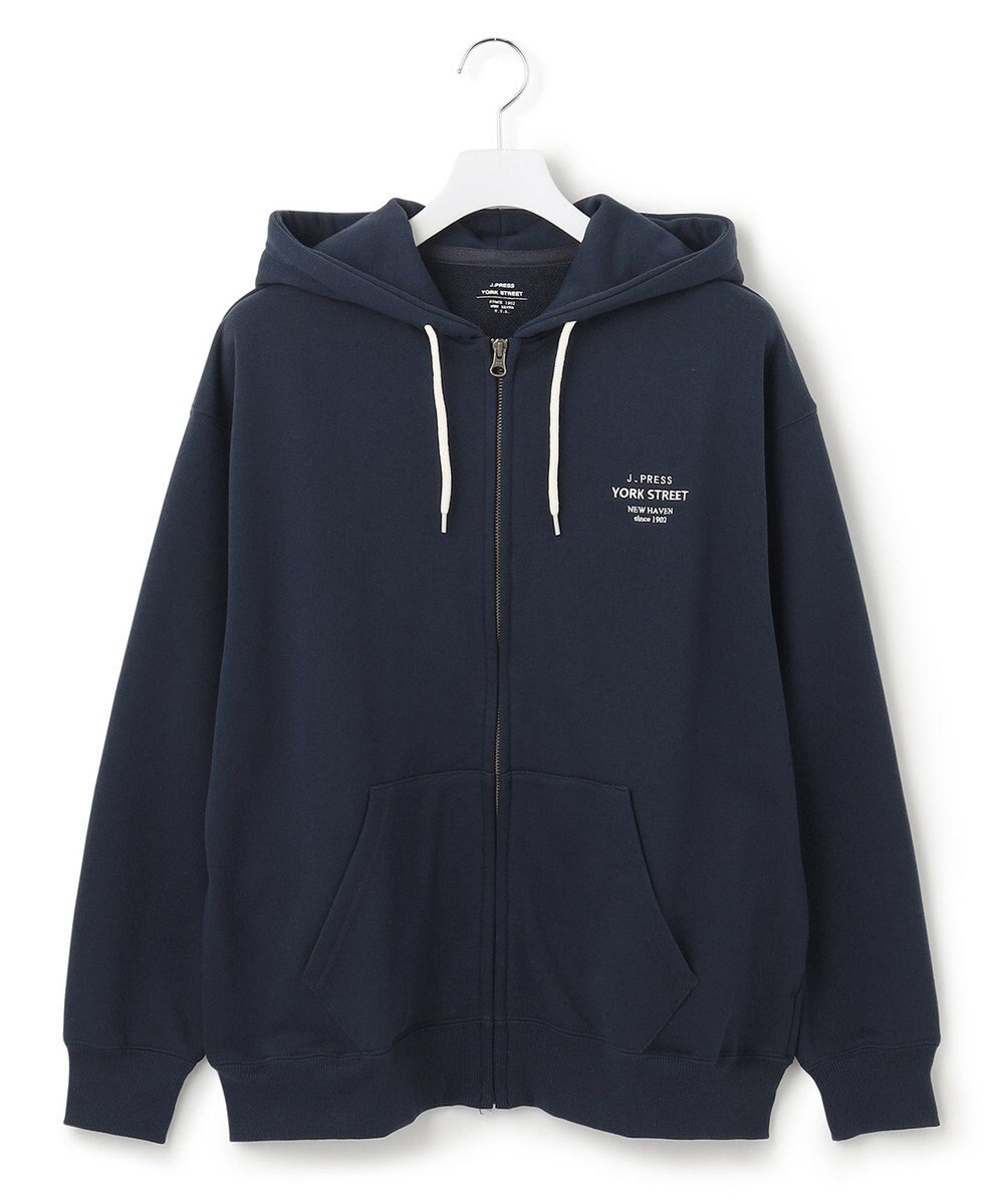 J.PRESS YORK STREET 【UNISEX】フルジップ裏毛ロゴパーカー 