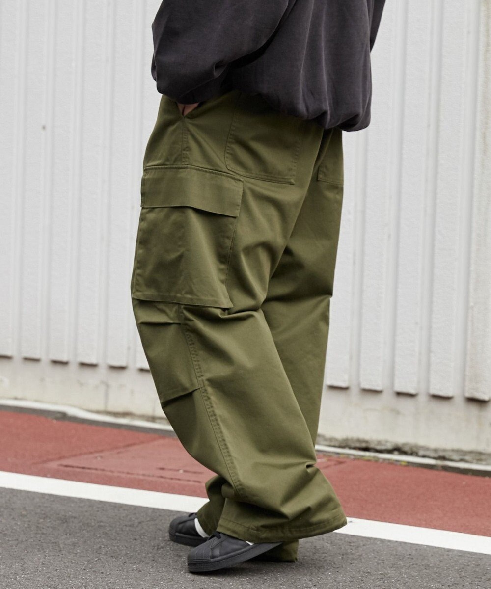 WEGO 【ウエストゴム】イージーワイドカーゴパンツ 