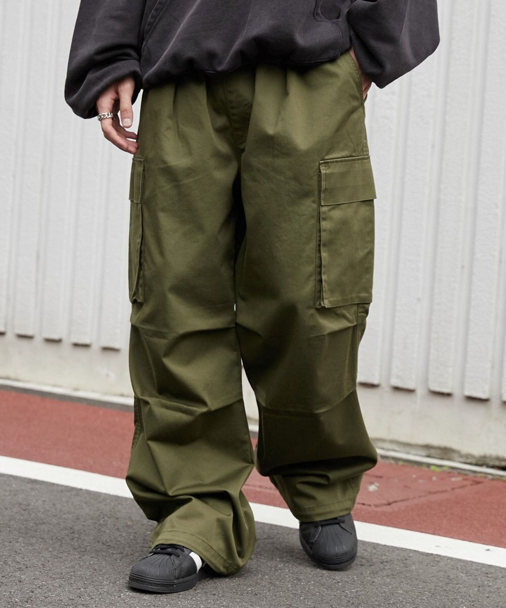 WEGO 【ウエストゴム】イージーワイドカーゴパンツ 