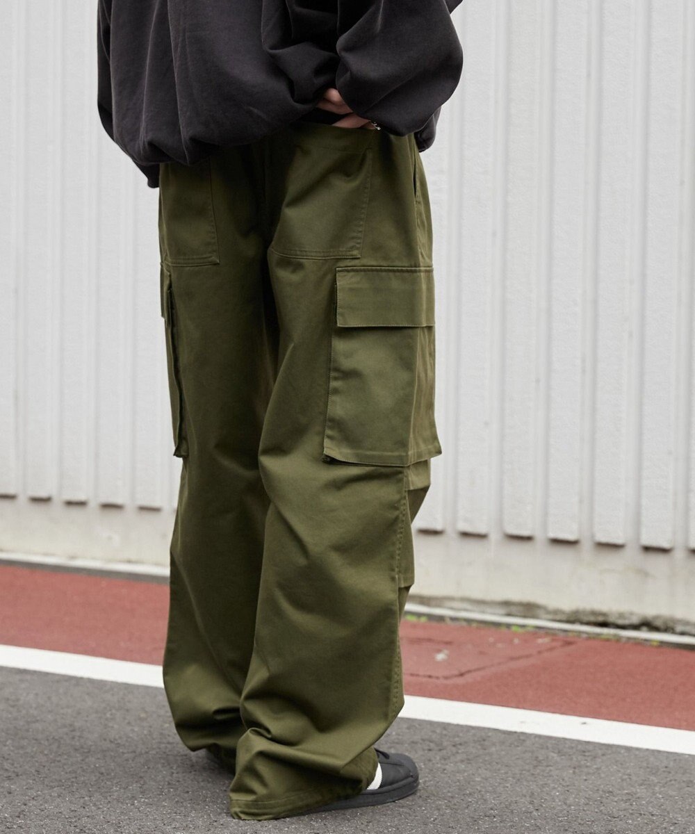 WEGO 【ウエストゴム】イージーワイドカーゴパンツ 