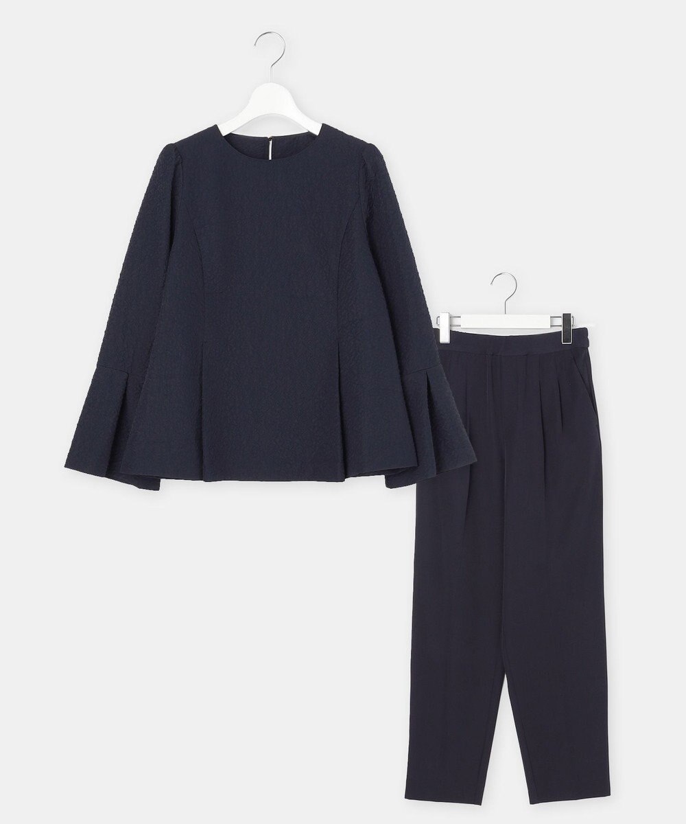 Feroux 【セットアイテム】美シルエット ブラウス×パンツ セットアップ 
