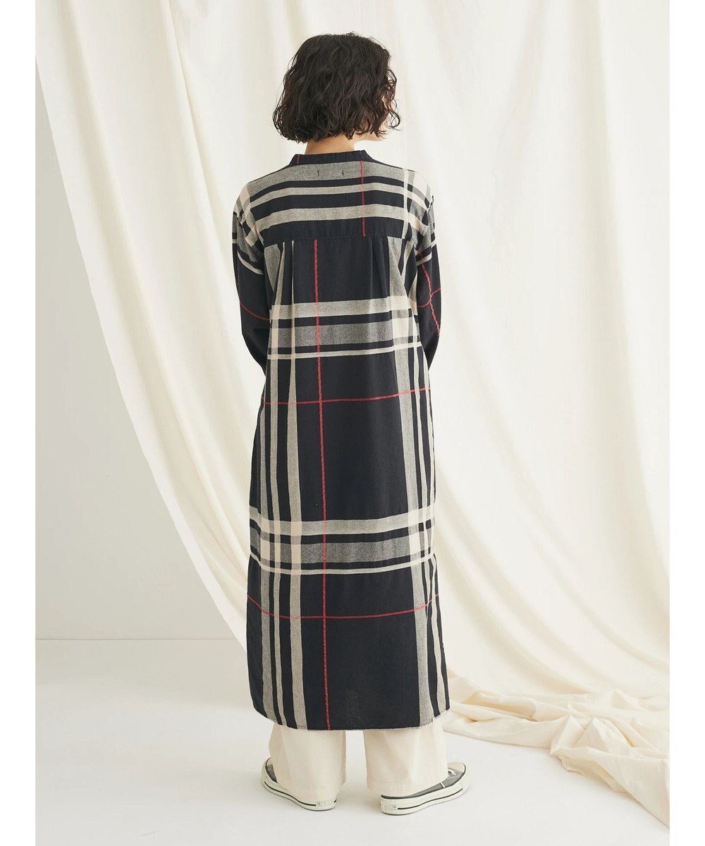 CRAFT STANDARD BOUTIQUE 先染めチェック（大）バンドカラー袖ＲＩＢ　ＯＰ 