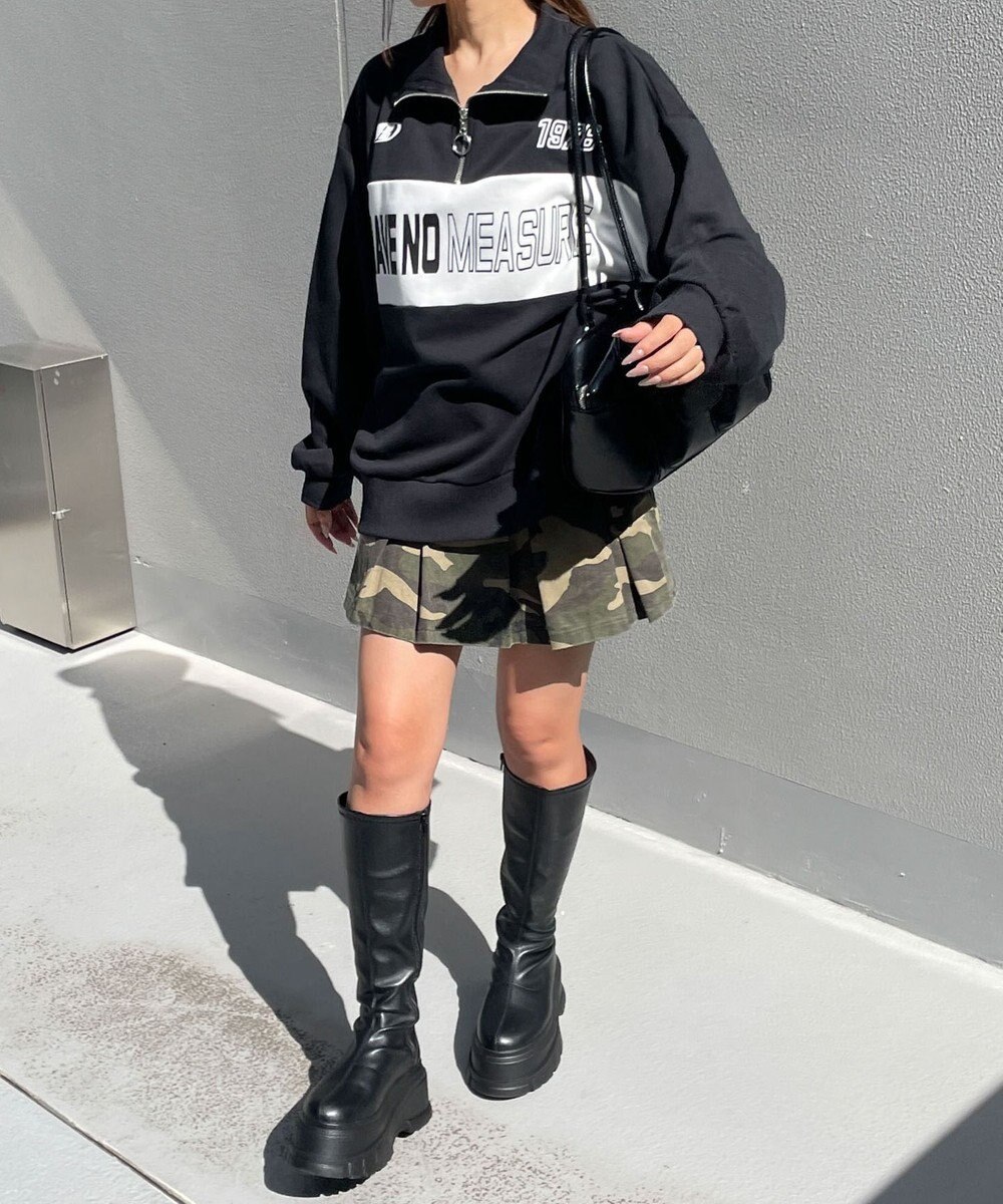 WEGO グラフィックハーフジップビッグスウェット 