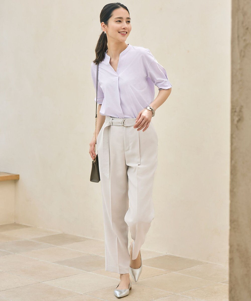 自由区 【カタログ掲載・セットアップ対応・接触冷感・UVカット・洗える】ライトリネンライクテーパード パンツ 