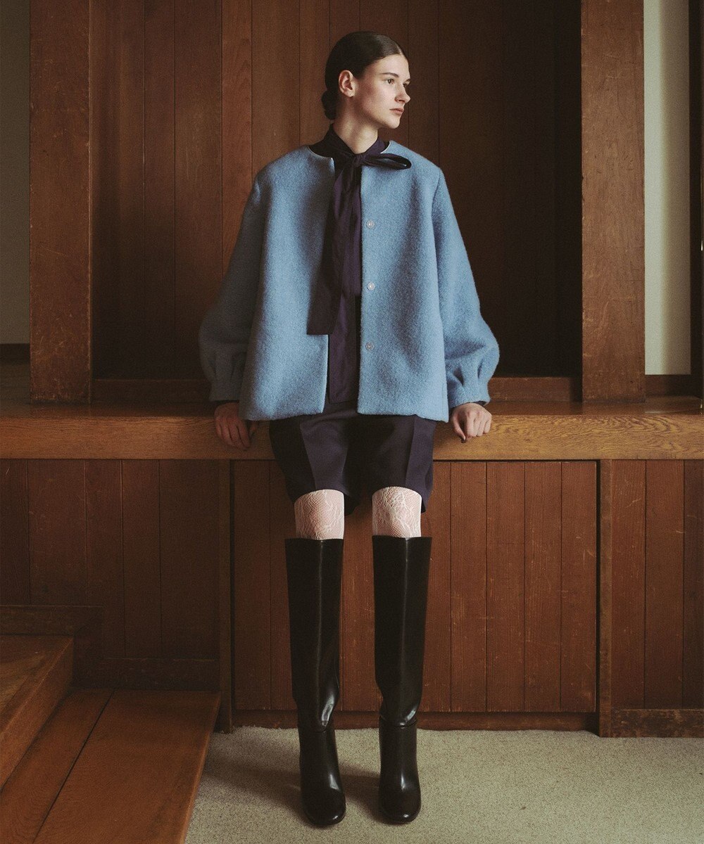 #Newans 【洗濯機可】ステッチデザインリボンタイブラウス 