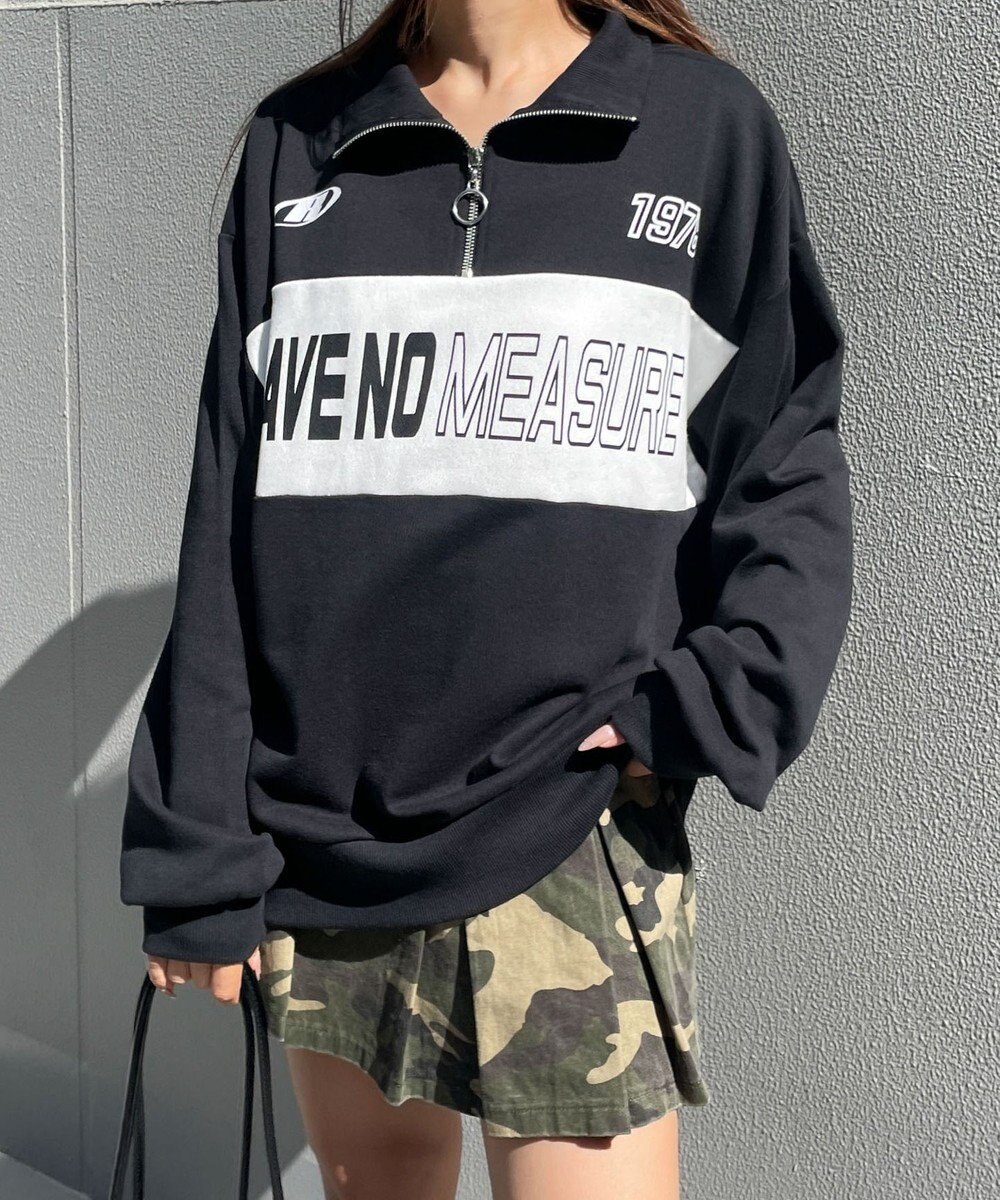 WEGO グラフィックハーフジップビッグスウェット 