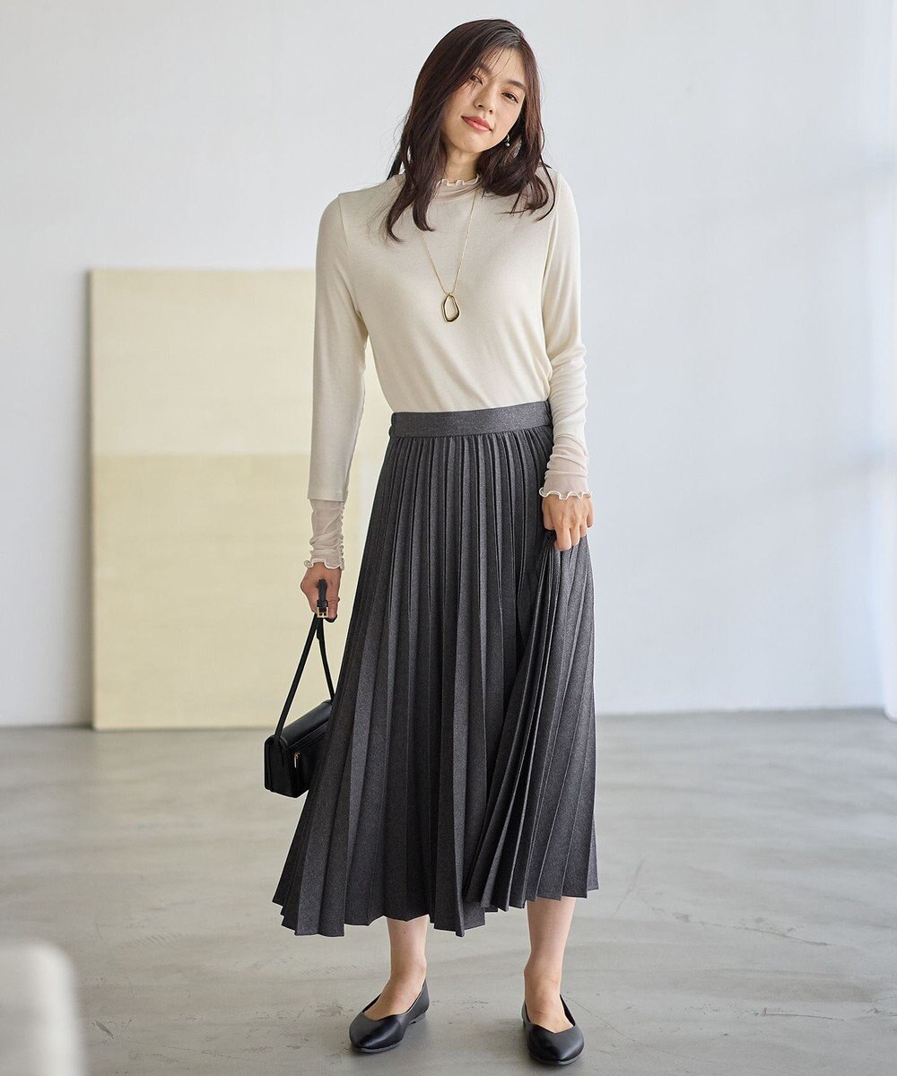 ANY 【新色追加/ウエストゴム】ウーリッシュプリーツスカート 