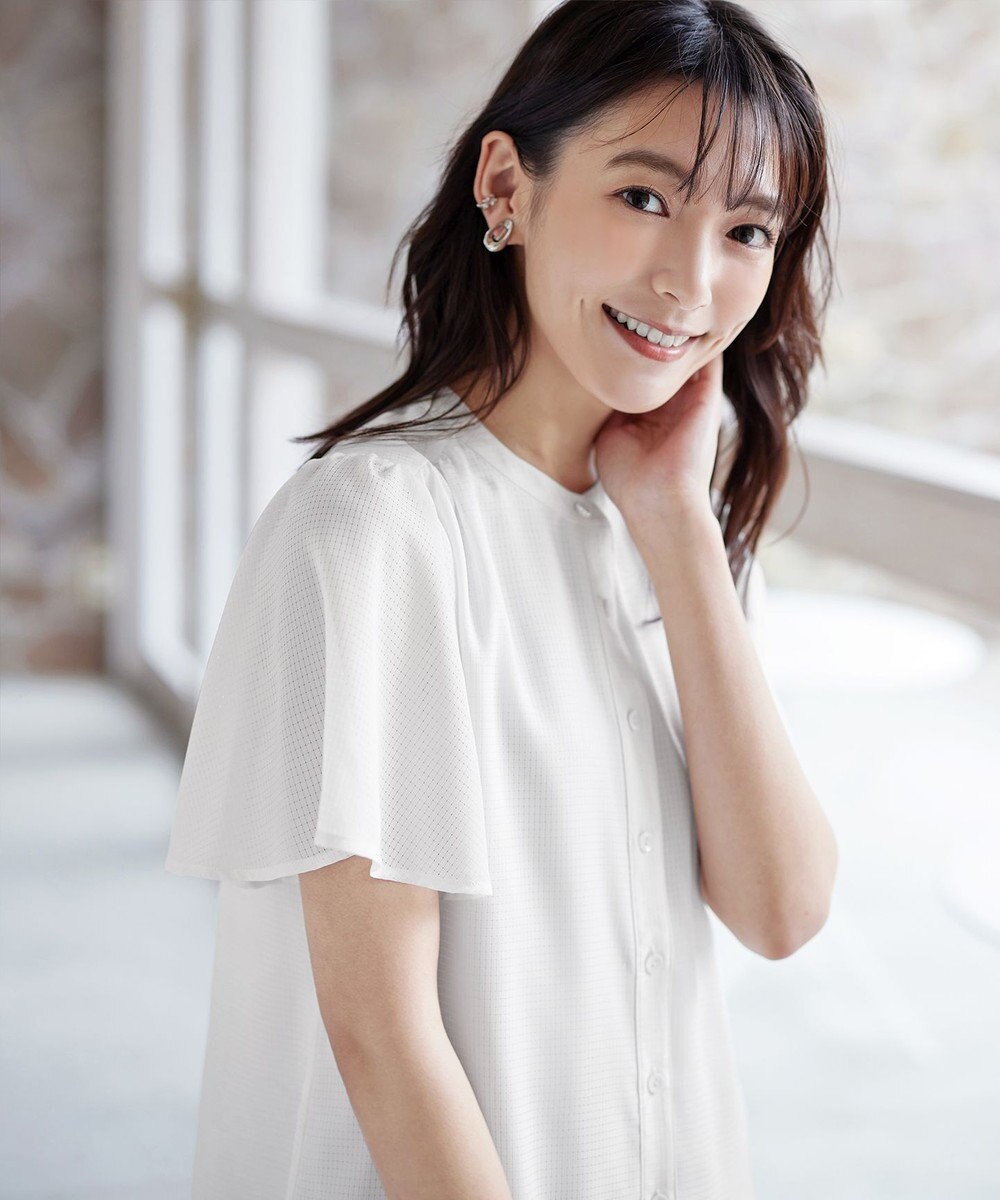 Tiaclasse 【セットアップ対応・洗える】シアーチェックブラウス 