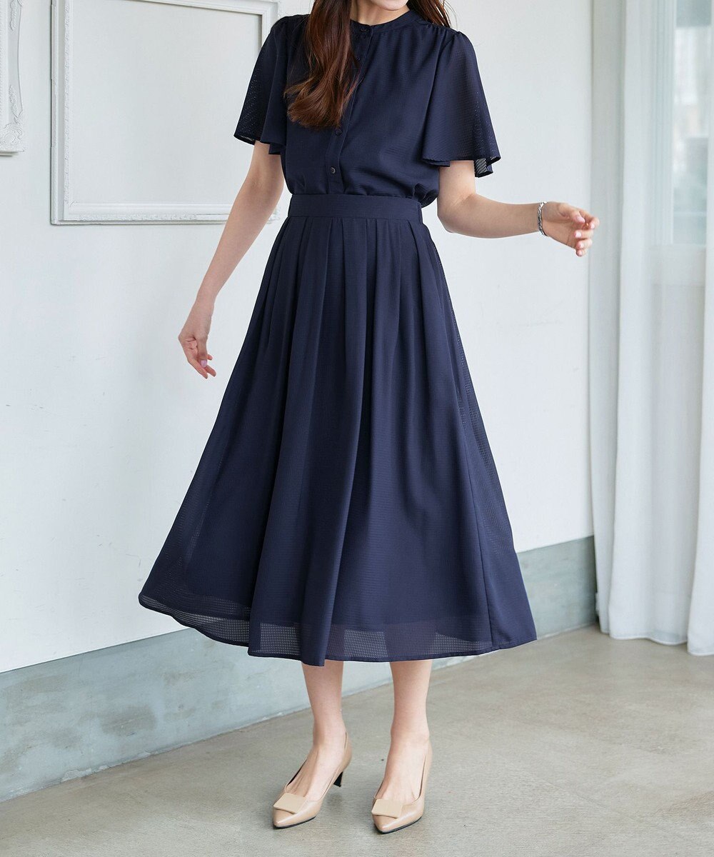 Tiaclasse 【セットアップ対応・洗える】シアーチェックブラウス 