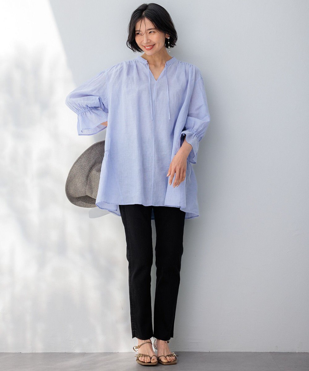 23区 S 【洗える】LIBECOリネン ティアード チュニック ブラウス 