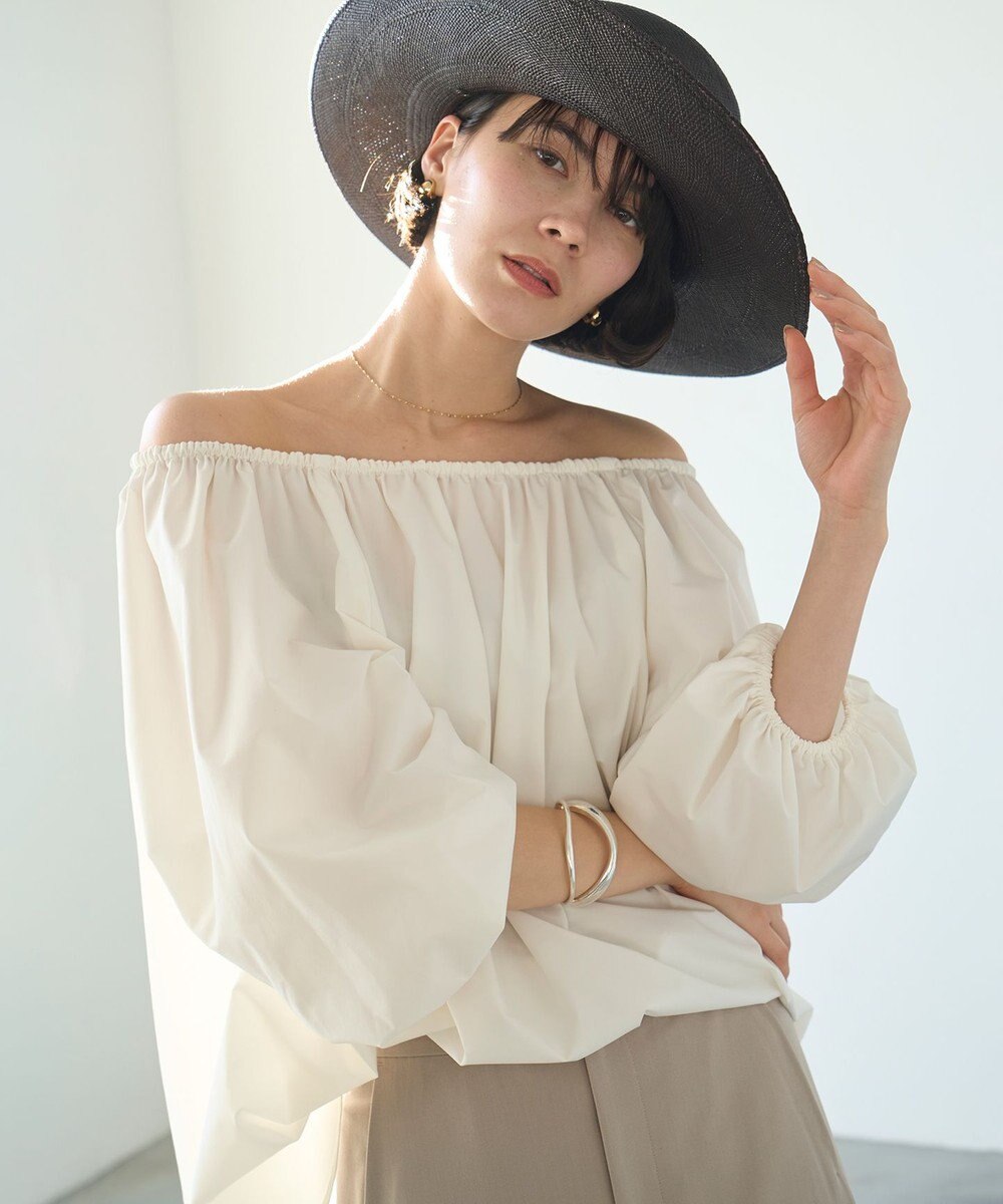 UNFILO FINE MOVE 2WAYギャザーブラウス 