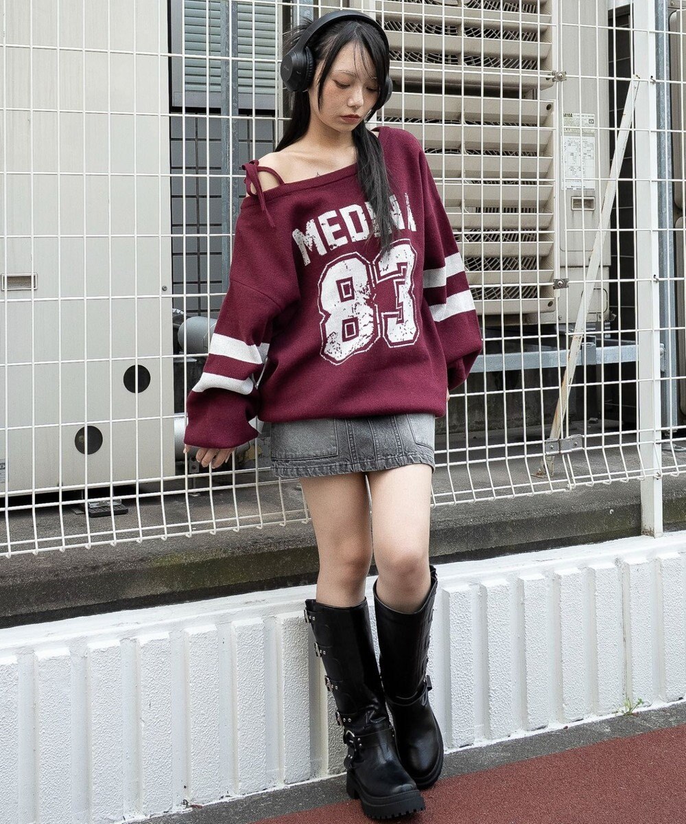 WEGO 【2025年秋冬新作】2WAYグラフィックワンショルBIGニット 