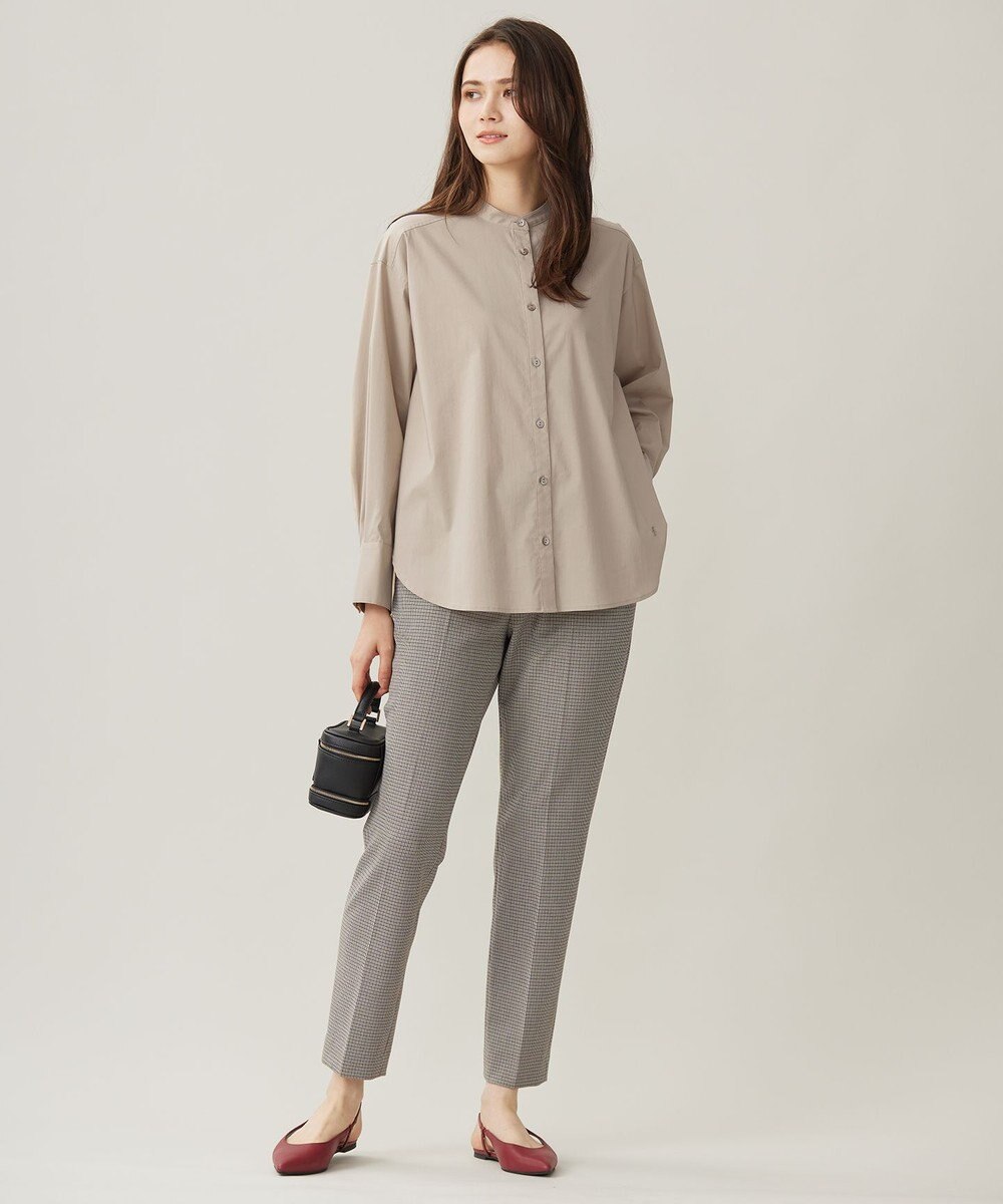 自由区 【撥水加工・洗える】TRギャバチェック柄テーパード パンツ 