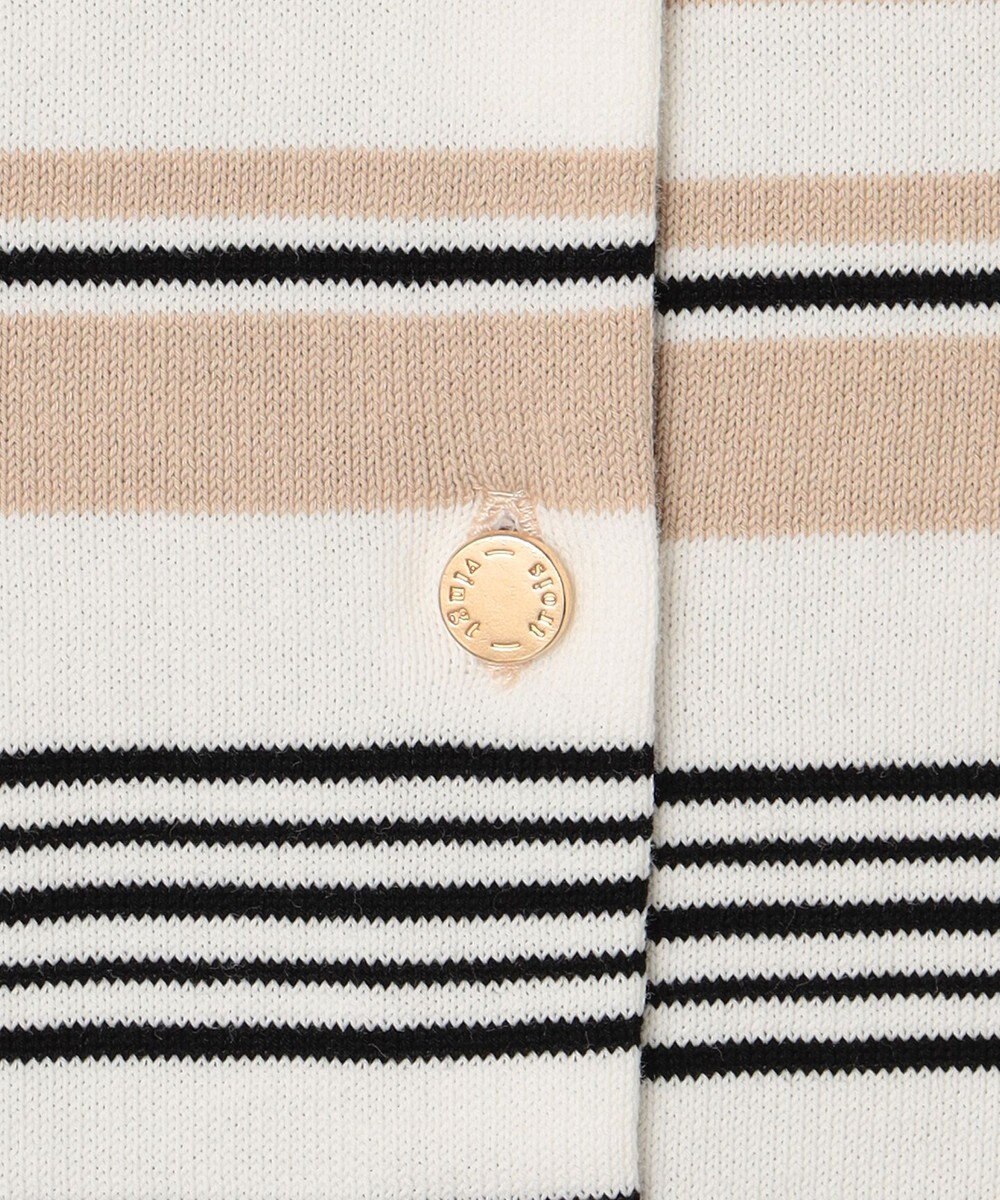 23区 【洗える】プレミアムビオコットン マルチボーダー カーディガン 