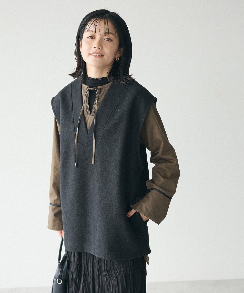 CRAFT STANDARD BOUTIQUE ウール風圧縮ベスト Black