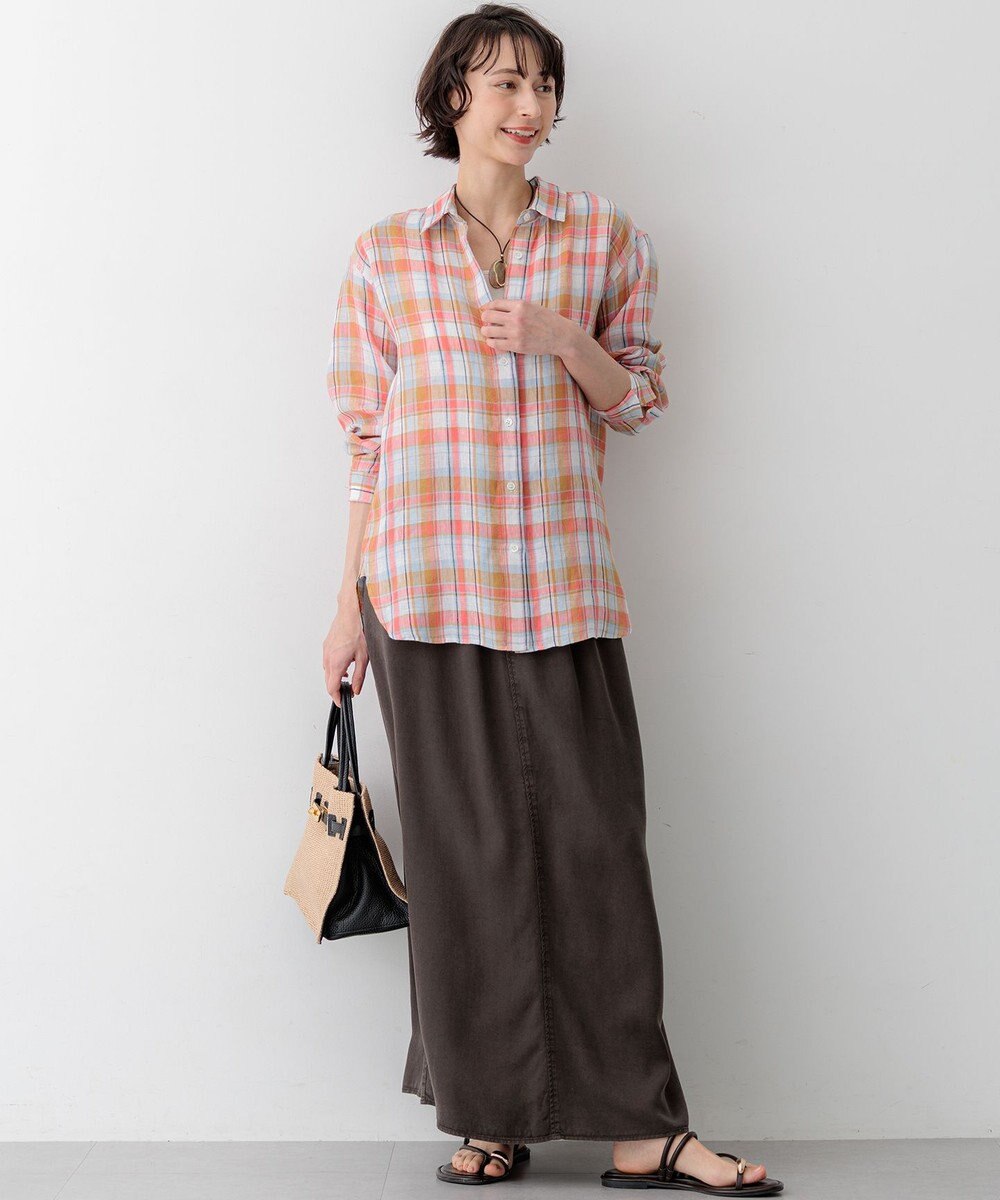 23区 【先行予約/見上愛さん着用】LIBECOリネン チェック シャツ 