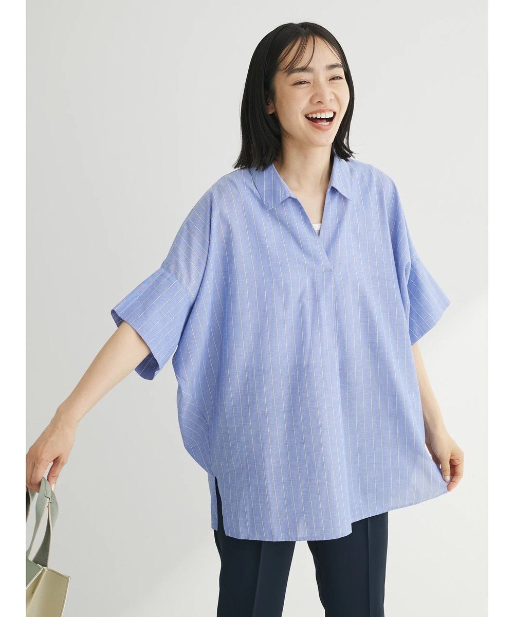 Green Parks 綿麻混スキッパーシャツ 