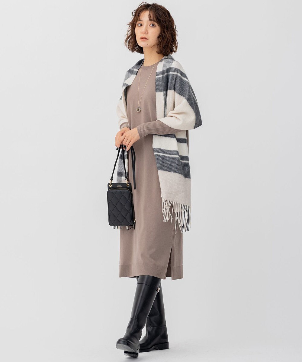 23区 L 【好評につきカラー追加】ヴィスコースストレッチ リブ袖 ワンピース 