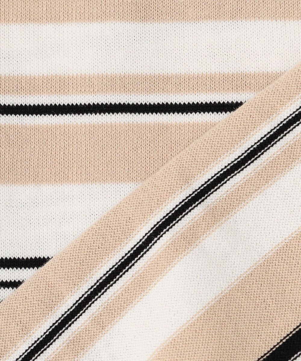 23区 【洗える】プレミアムビオコットン マルチボーダー カーディガン 