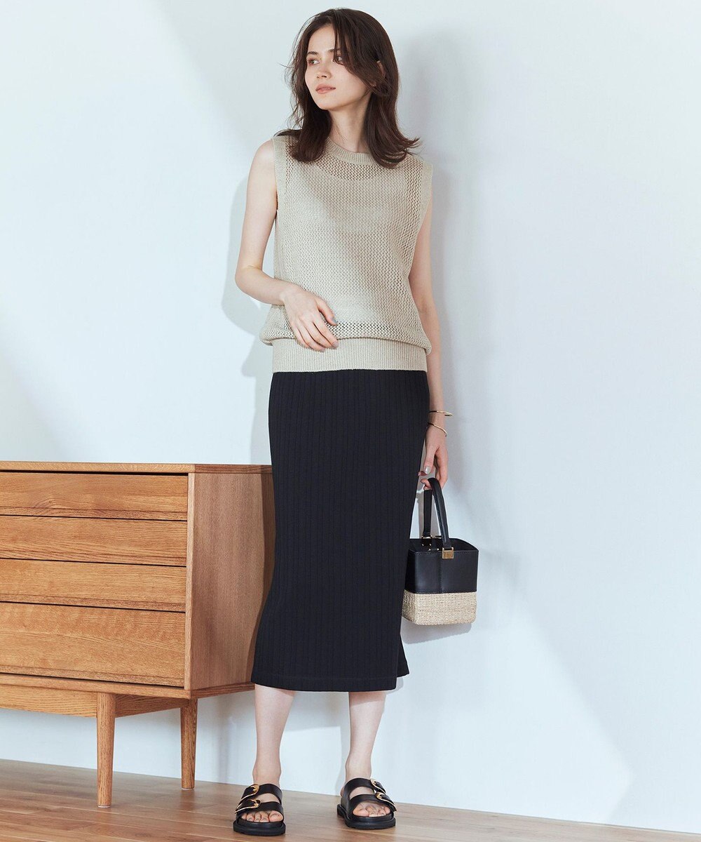 23区 【SLOW/洗える】ランダムリブフライス スカート 