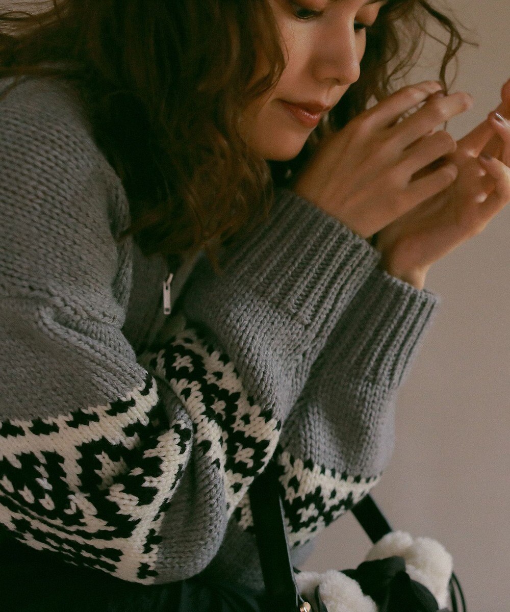 23区 【SLOW】カウチンジャガード ジップ カーディガン 