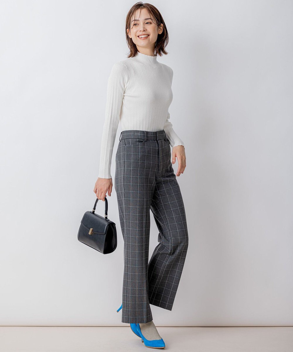 組曲 S 2WAYウォームストレッチ ストレートチェックパンツ 