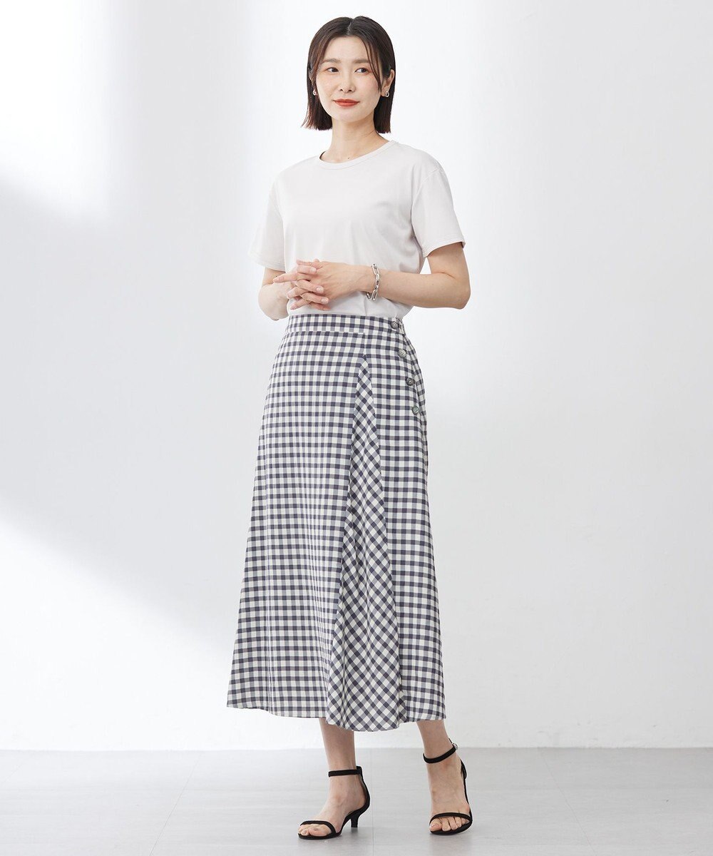 J.PRESS LADIES L 【洗える】アセVisギンガム フレアー スカート 