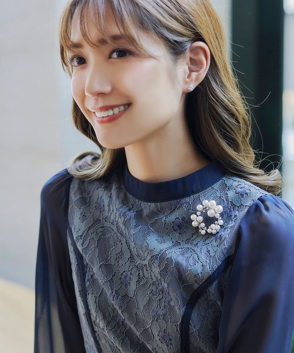 Tiaclasse ランダムパールサークルブローチ 