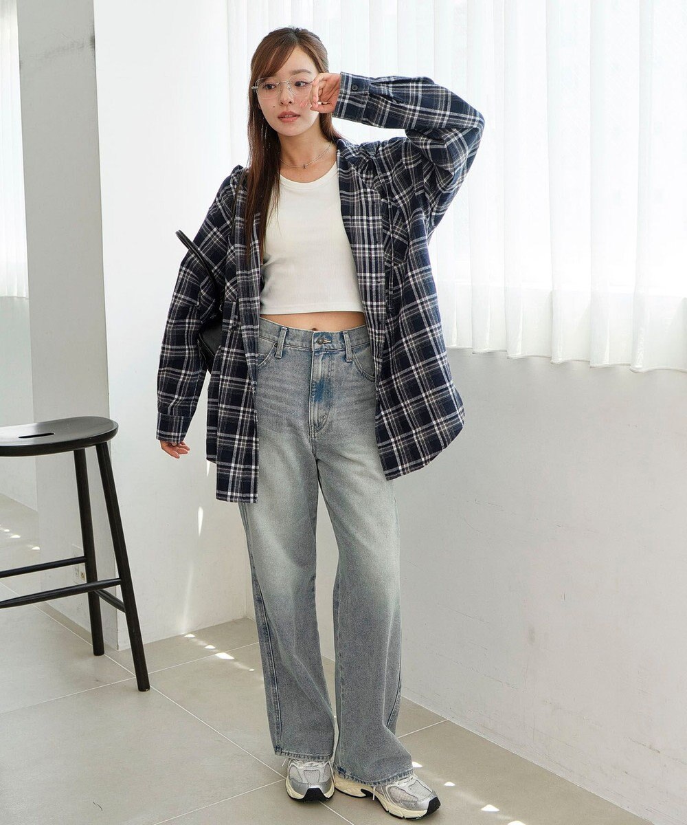 WEGO 【25年秋冬新作】チェックフードBIGネルシャツ 