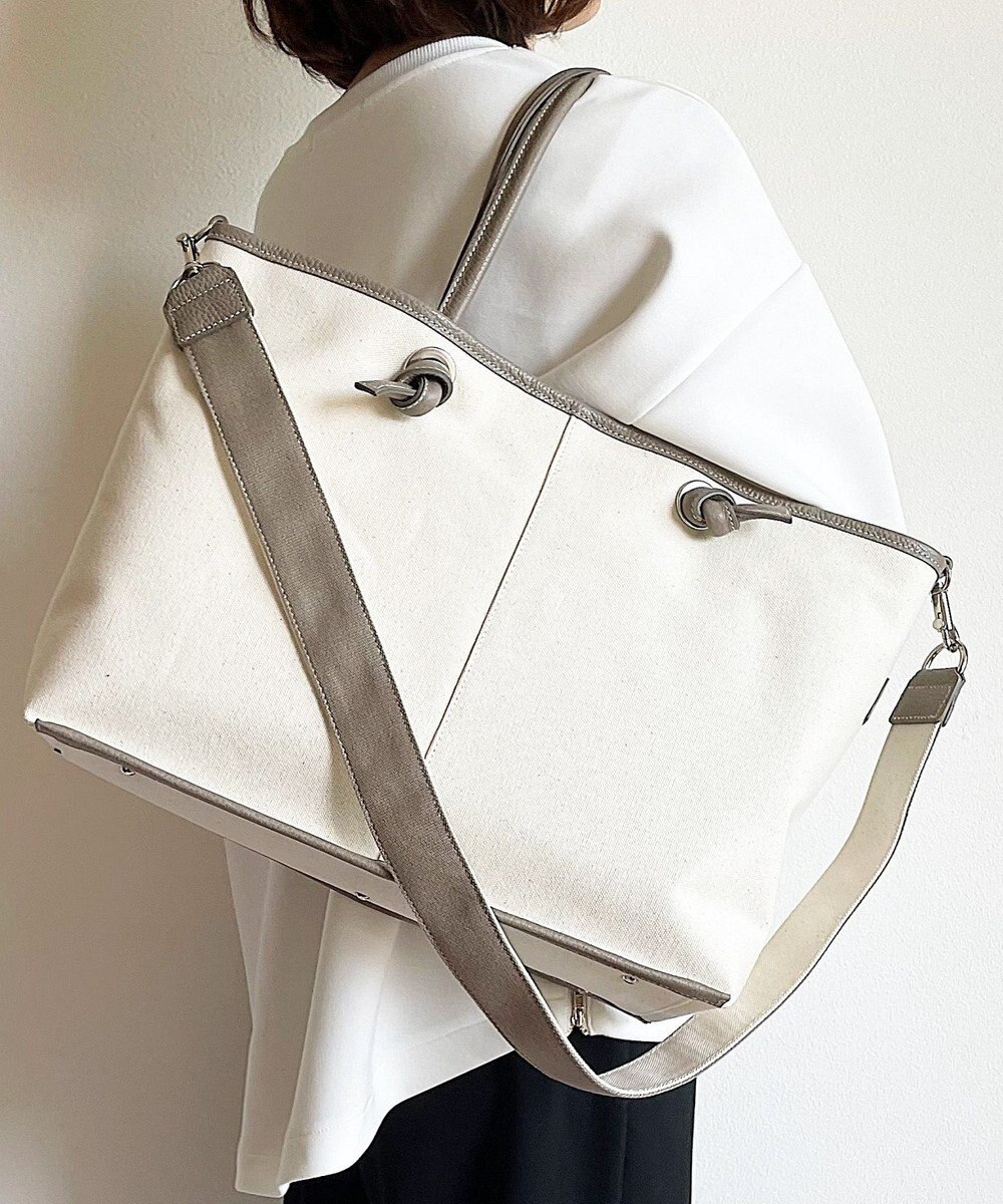 Hekhèr Le Style de Vie 【日本製 / A4サイズ対応/2WAY】コットンキャンバス×シュリンクレザー ノットトートバッグ large 
