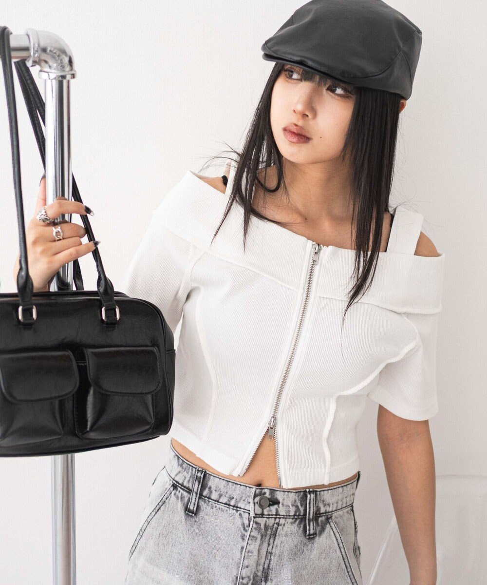 WEGO オフショルWジップトップス 