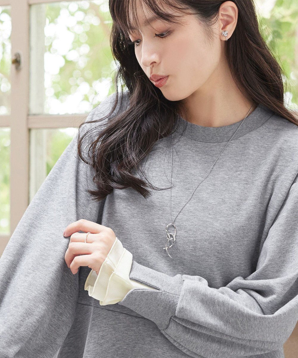 Tiaclasse 【吸水発熱・洗える】袖口ドッキングカットソープルオーバー 