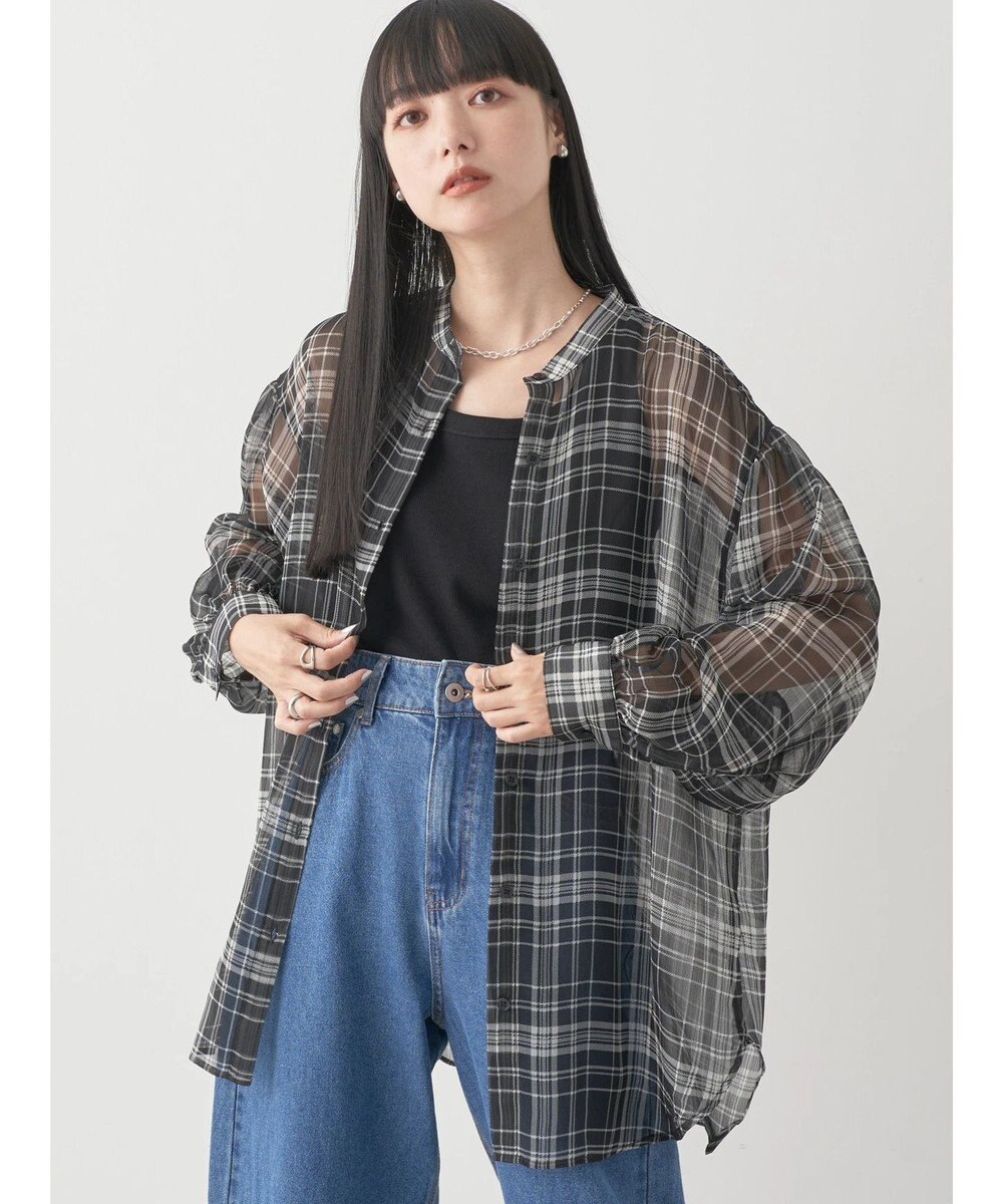 earth music&ecology シアーチェックシャツ 