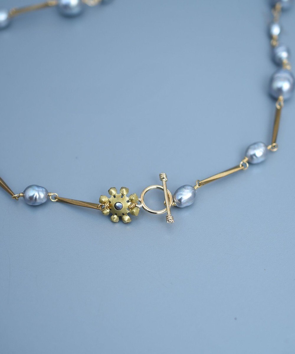 monshiro ガラスパールバーチェーンネックレス 