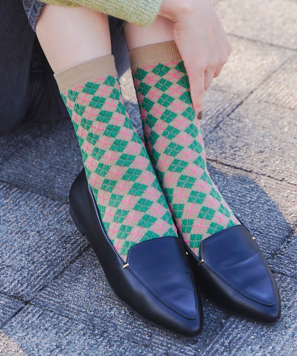 Tiaclasse ジャガード編みソックス（幾何学柄） 