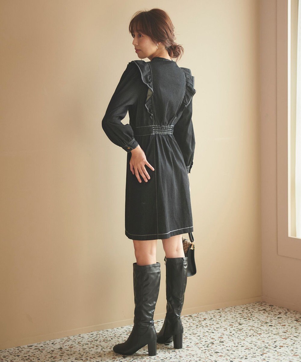 Feroux 【洗える】デニムミディ ワンピース 