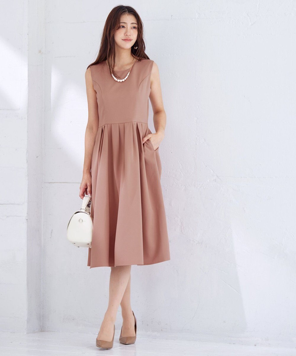 Tiaclasse 【洗える】タックフレアワンピース 