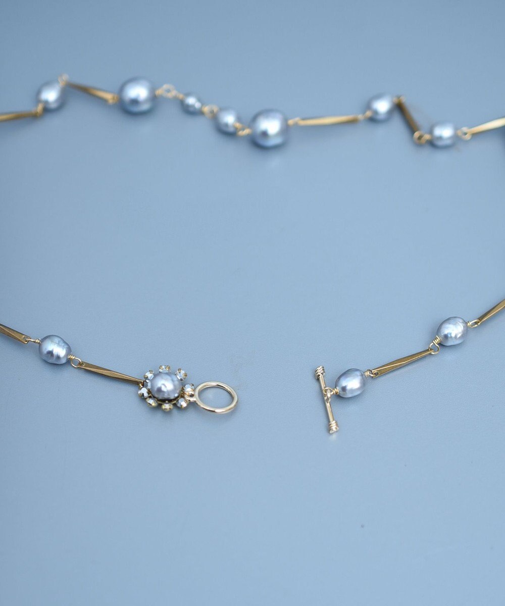 monshiro ガラスパールバーチェーンネックレス 