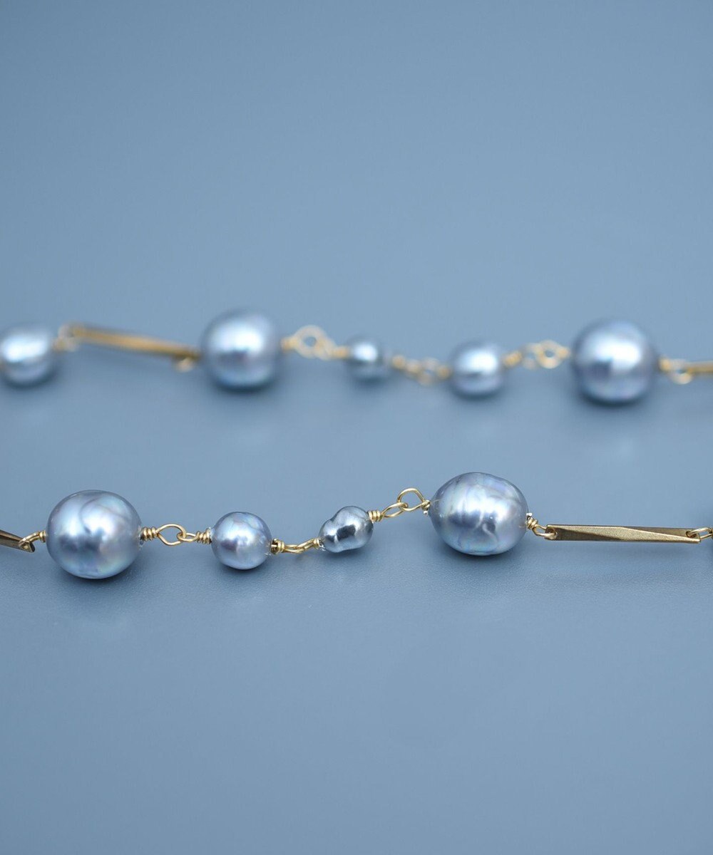 monshiro ガラスパールバーチェーンネックレス 