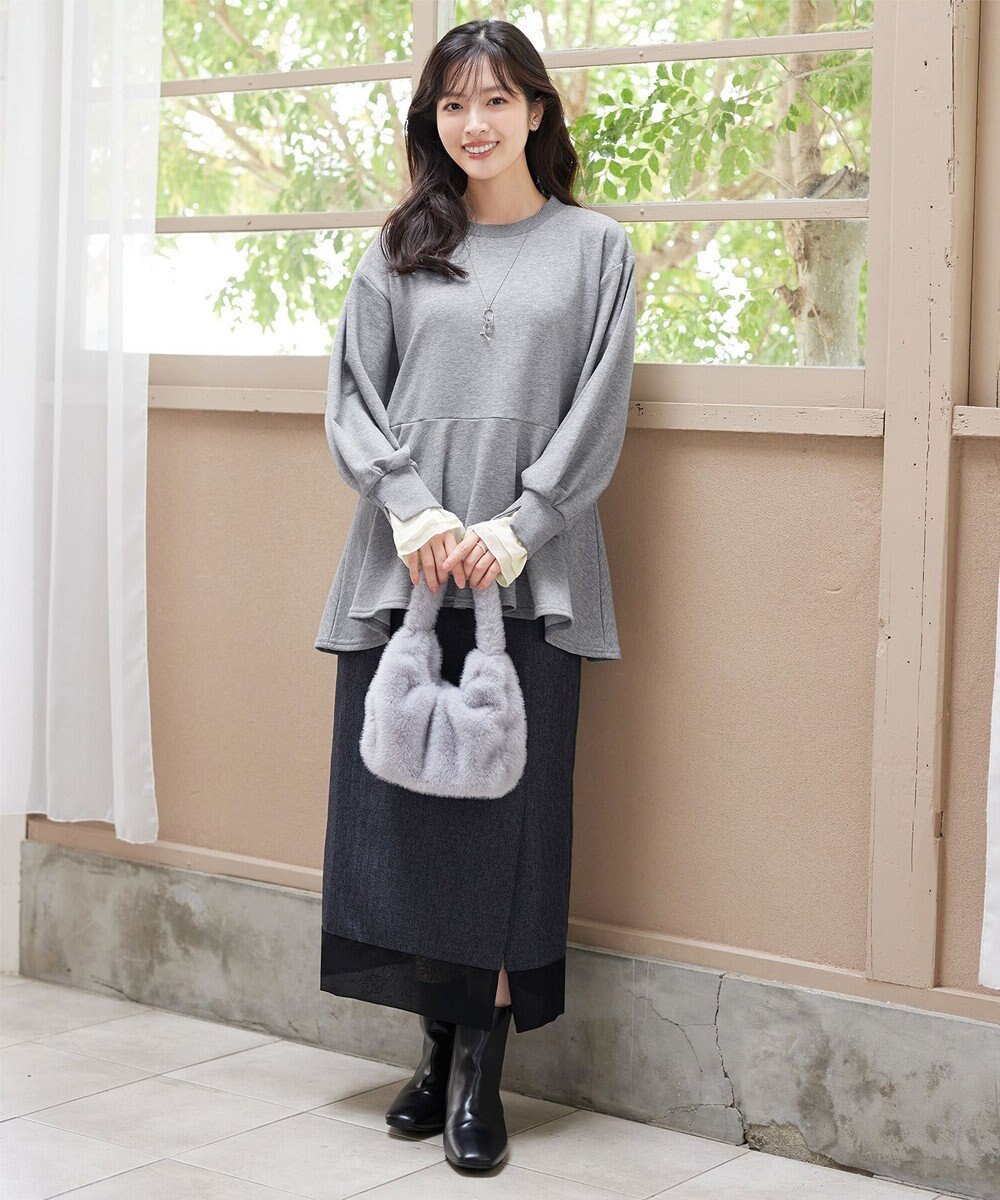 Tiaclasse 【吸水発熱・洗える】袖口ドッキングカットソープルオーバー 