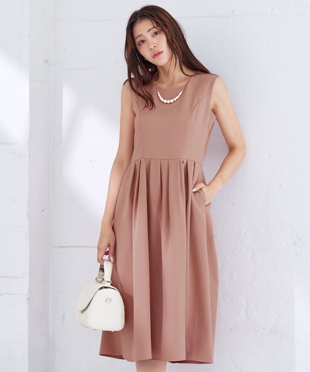 Tiaclasse 【洗える】タックフレアワンピース 