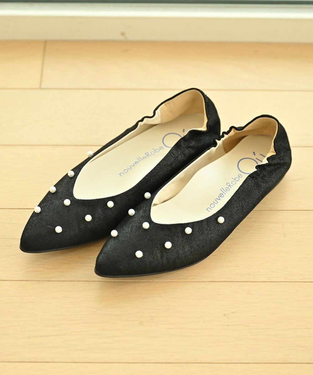 nouvelleRobe Oū 【本革・高反発】Pearl decoration ポインテッドトゥパンプス 