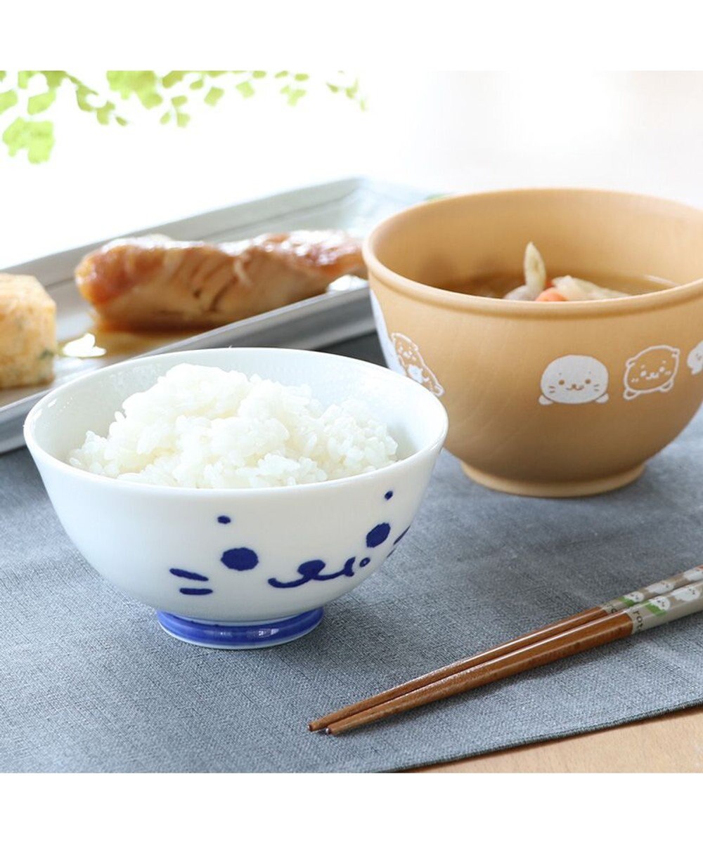 Mother garden しろたん ごはん粒がくっつきにくい ご飯茶碗  【小】 《顔ぼん柄/しろたん＆らっこいぬ柄》 単品 