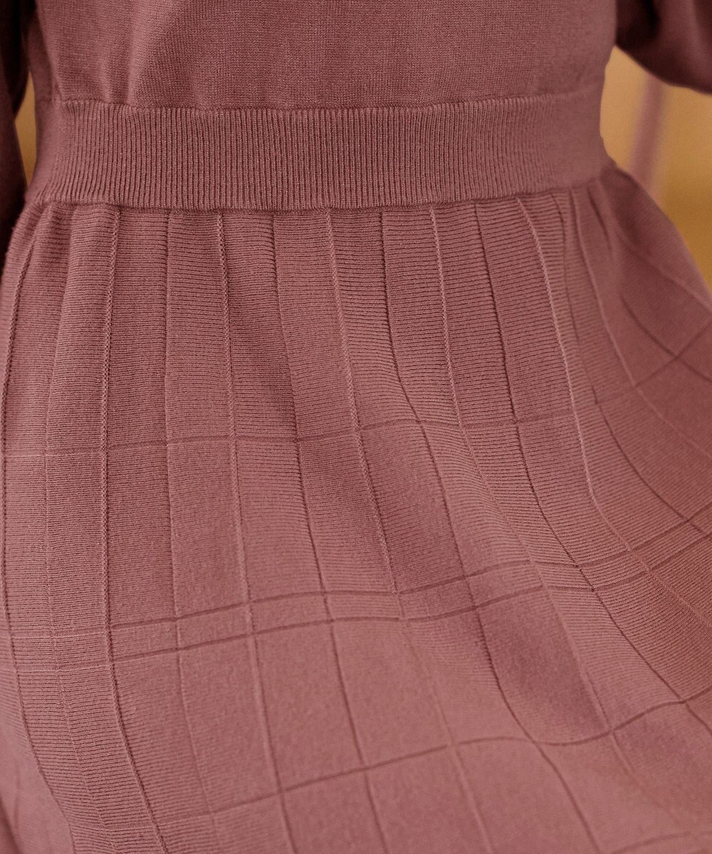 Tiaclasse 【洗える】リボン衿配色ニットワンピース 