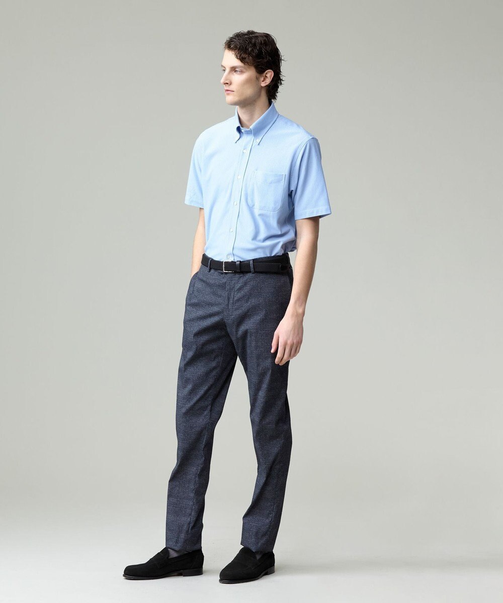 J.PRESS MEN 酷暑の清潔感もこれ一枚で【吸水速乾 / 抗菌防臭 / 防シワ】【J.PRESS OXFORD JERSEY】カノコインレイマイクロストライプ 半袖シャツ / B.D. 