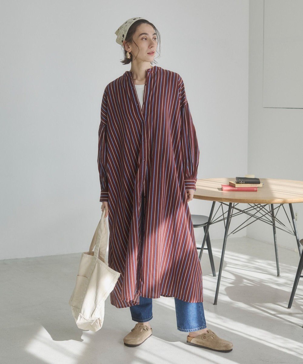 WEGO 【ANGIE VINTAGE】ボリュームスリーブ バンドカラー シャツワンピース 